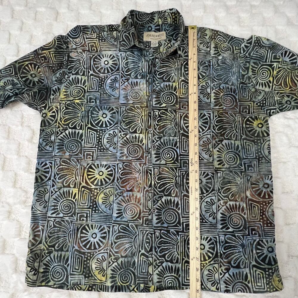 Johari West Shirt Mens XL Black Multicolor Abstract Hawaiian Camp Button Up - Picture 6 of 7